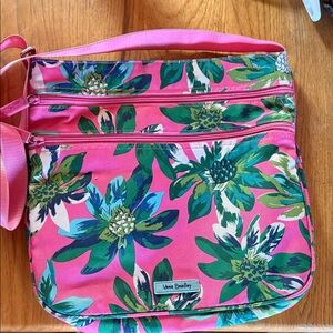 Vera Bradley Pink and Green Floral Tropical Paradise Crossbody Bag